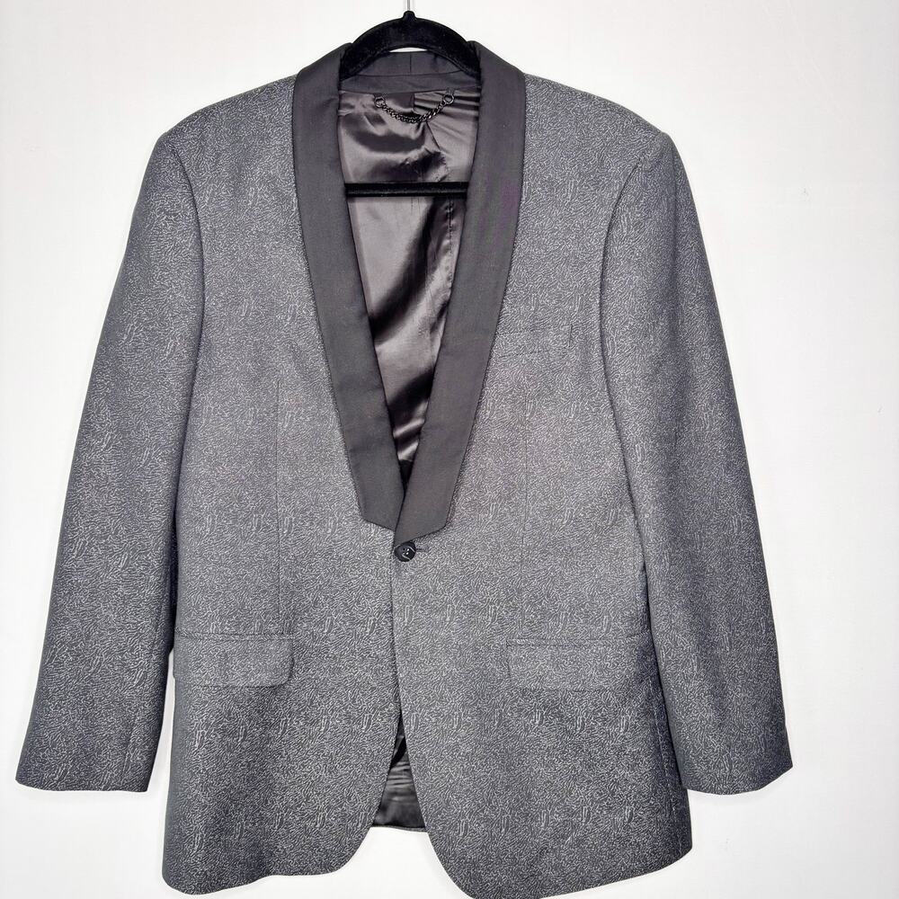 Topman Black Jacquard Tuxedo Jacket Mens 40R One Button Single Pleat